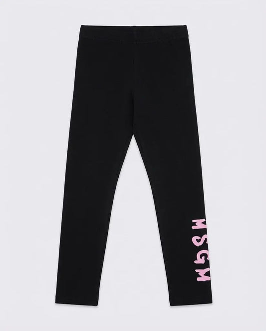Leggings Msgm Donna | Nylon | Logo Rosa | Nero | Outlet MSGM