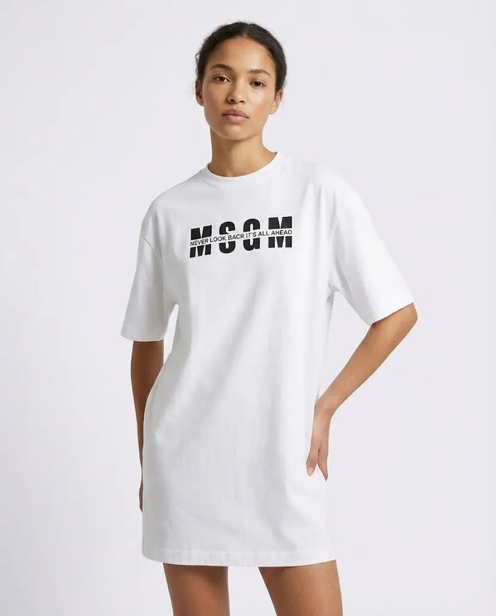 Abito Msgm Donna | Logo Msgm Frontale | Bianco | Outlet MSGM