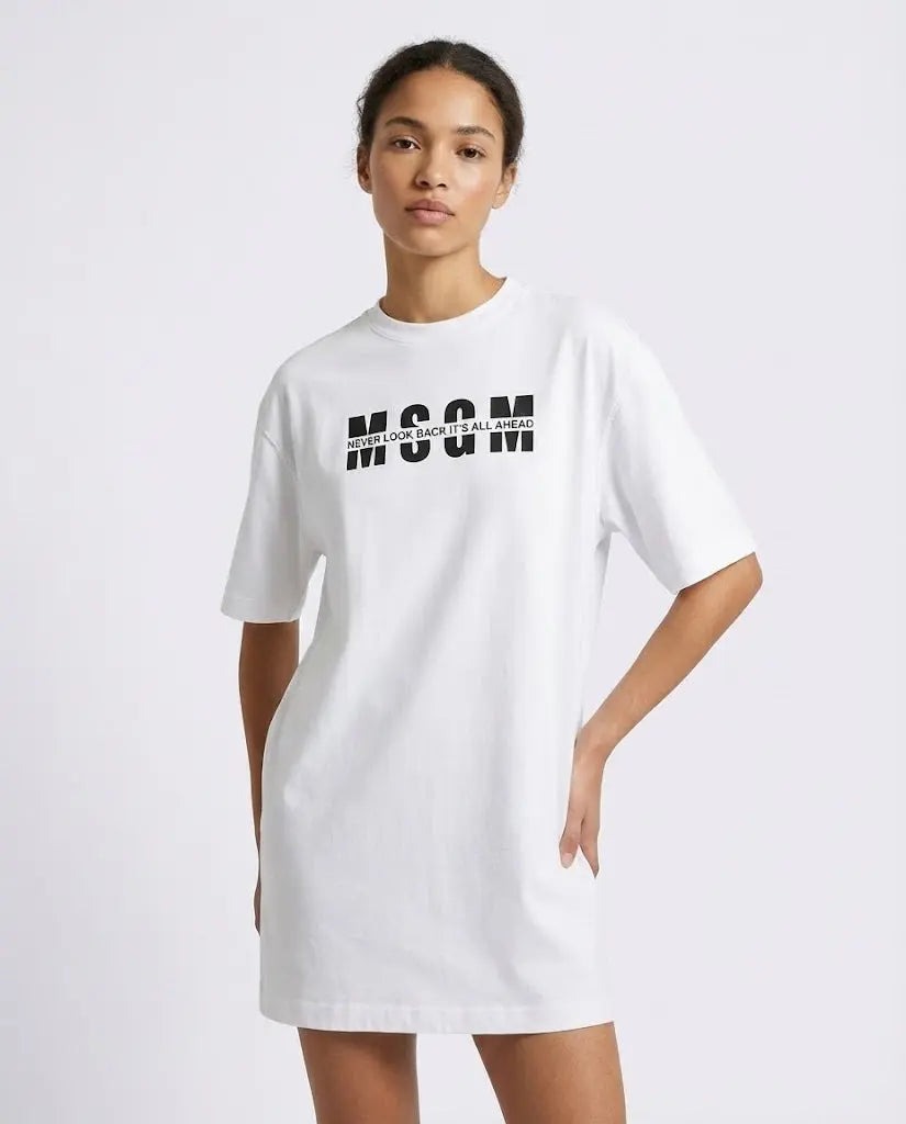 Abito Msgm Donna | Logo Msgm Frontale | Bianco | Outlet MSGM