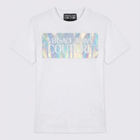 T Shirt Versace Jeans Couture Donna | Logo Glitter | Bianco Versace Jeans