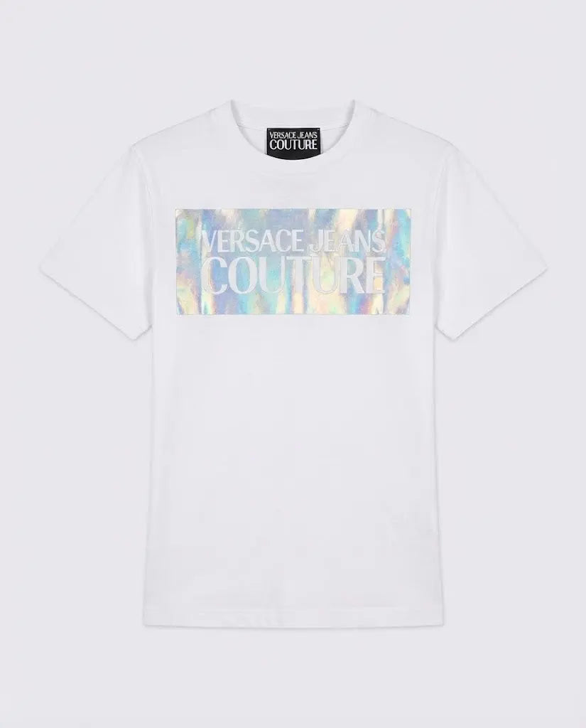 T Shirt Versace Jeans Couture Donna | Logo Glitter | Bianco Versace Jeans