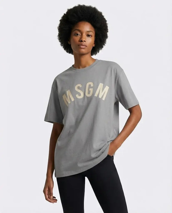 T Shirt Msgm | Modello Oversize Unisex | Logo | Grigio MSGM