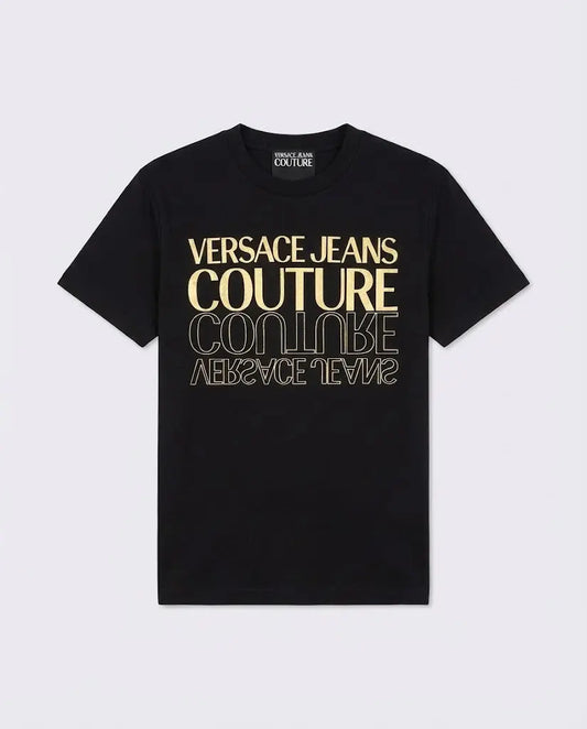 T Shirt Versace Jeans Couture Donna | Logo Oro | Nero Versace Jeans