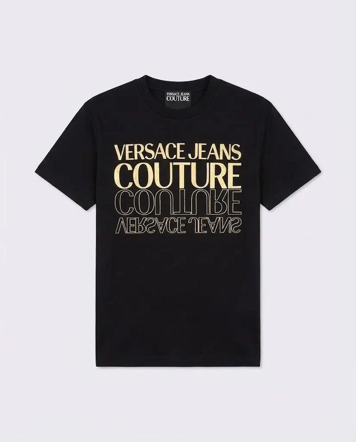 T Shirt Versace Jeans Couture Donna | Logo Oro | Nero Versace Jeans