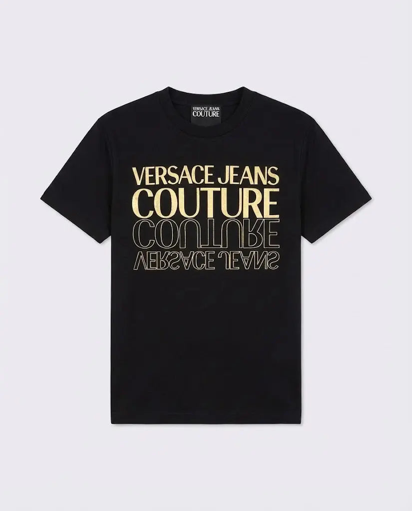 T Shirt Versace Jeans Couture Donna | Logo Oro | Nero Versace Jeans