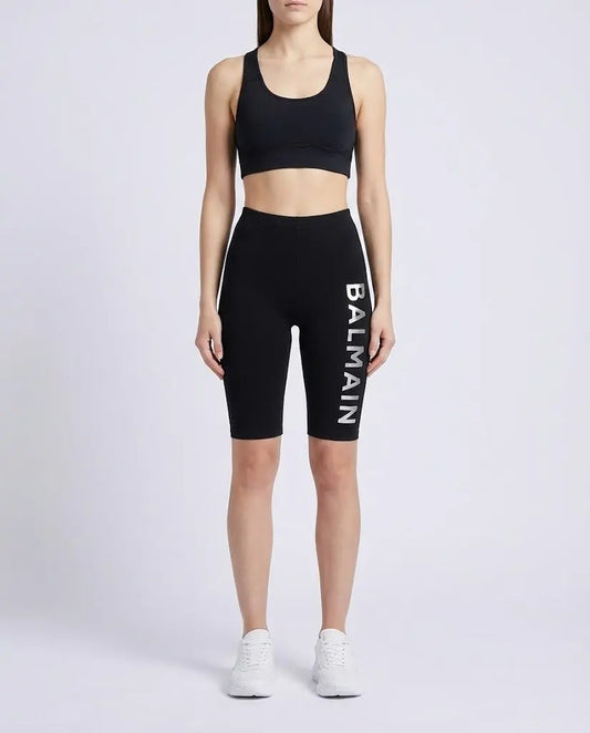 Pantaloncini Balmain Donna | Modello Ciclista | Logo Argento Balmain