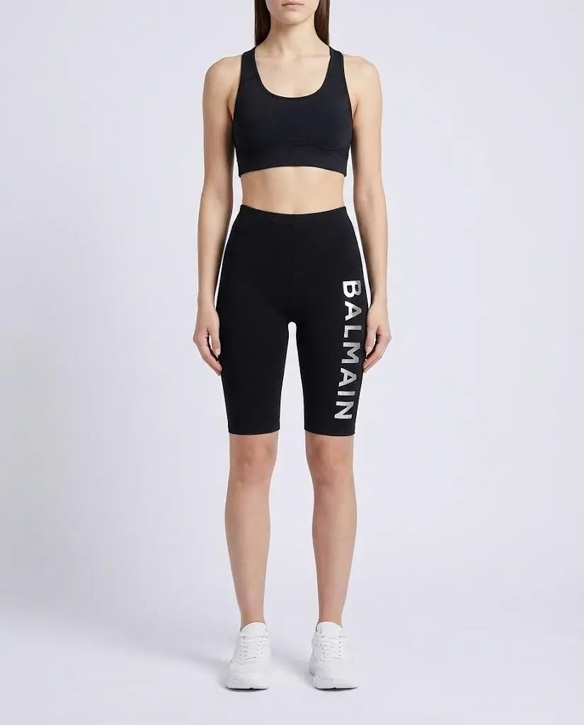 Pantaloncini Balmain Donna | Modello Ciclista | Logo Argento Balmain