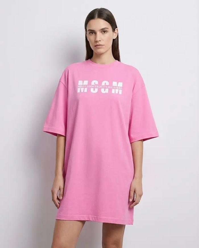 Abito Msgm Donna | Logo Msgm Frontale | Rosa | Outlet MSGM