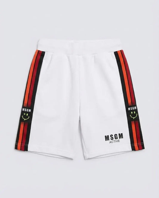 Pantaloncini Msgm | Modello Sport | Logo Banda | Bianco | Outlet MSGM