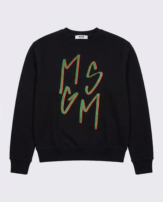 Felpa Msgm | Modello Unisex | Logo | Nero | Outlet MSGM