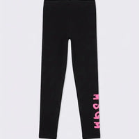 Leggings Msgm Donna | Nylon | Logo Fucsia | Nero | Outlet MSGM