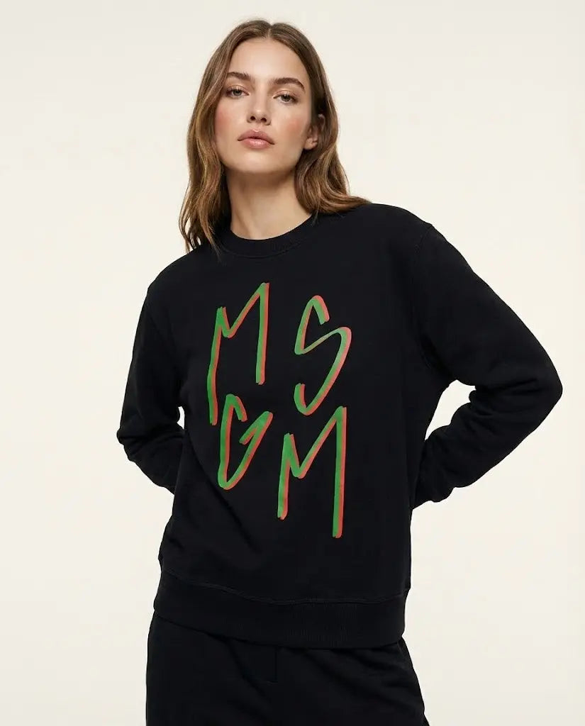 Felpa Msgm | Modello Unisex | Logo | Nero | Outlet MSGM