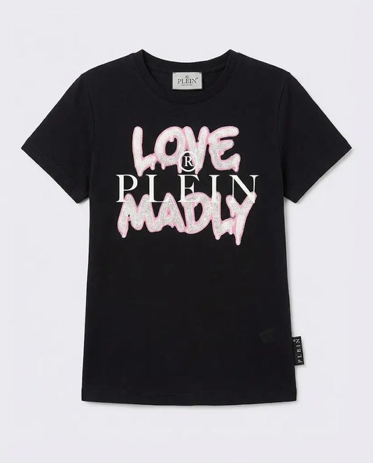 T Shirt Philipp Plein Donna | Logo Brillantini | Nero Philipp Plein