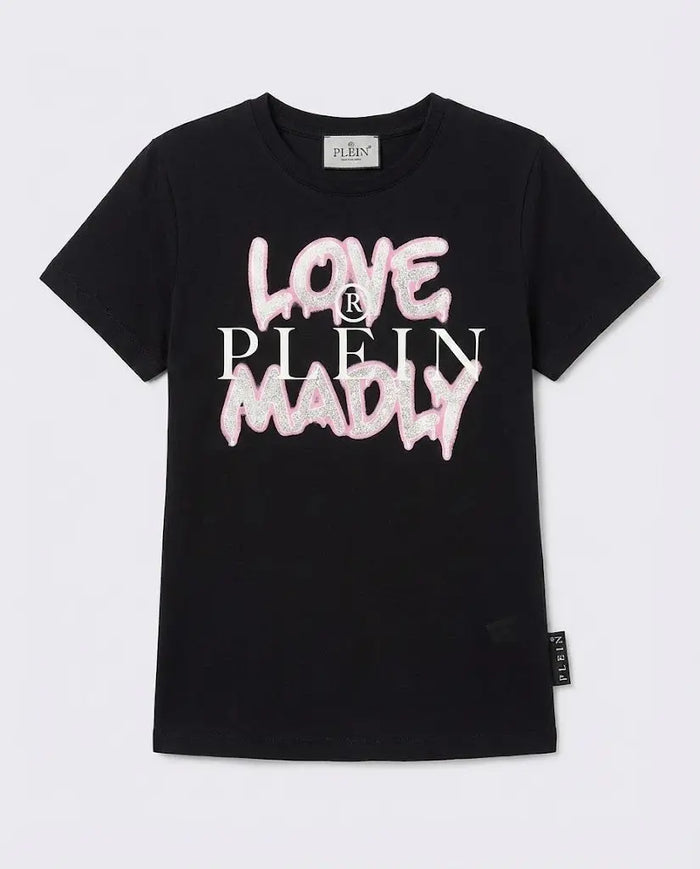 T Shirt Philipp Plein Donna | Logo Brillantini | Nero Philipp Plein