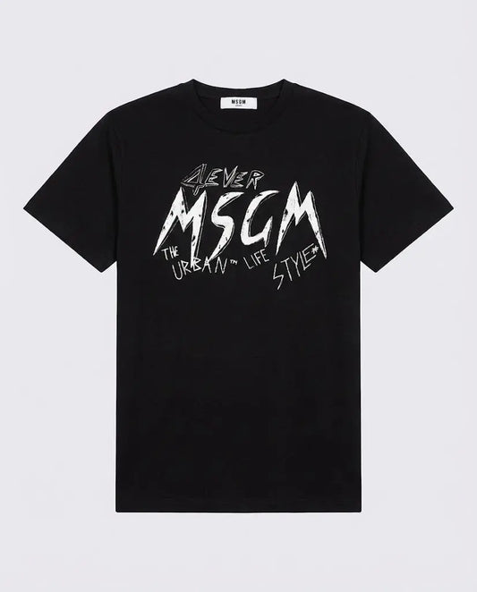 T Shirt Msgm | Modello Unisex | Logo Graffiti | Nero | Outlet MSGM