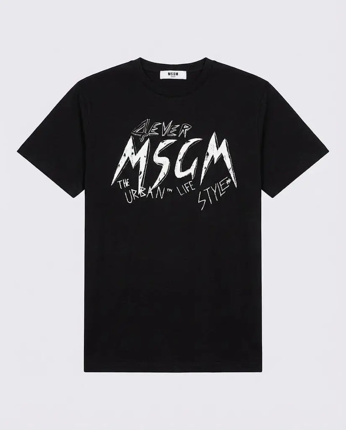 T Shirt Msgm | Modello Unisex | Logo Graffiti | Nero | Outlet MSGM