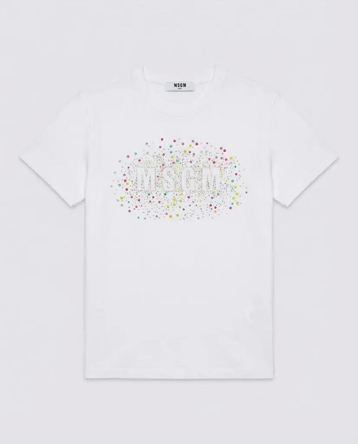 T Shirt Msgm Donna | Logo Brillanti | Bianco | Outlet MSGM