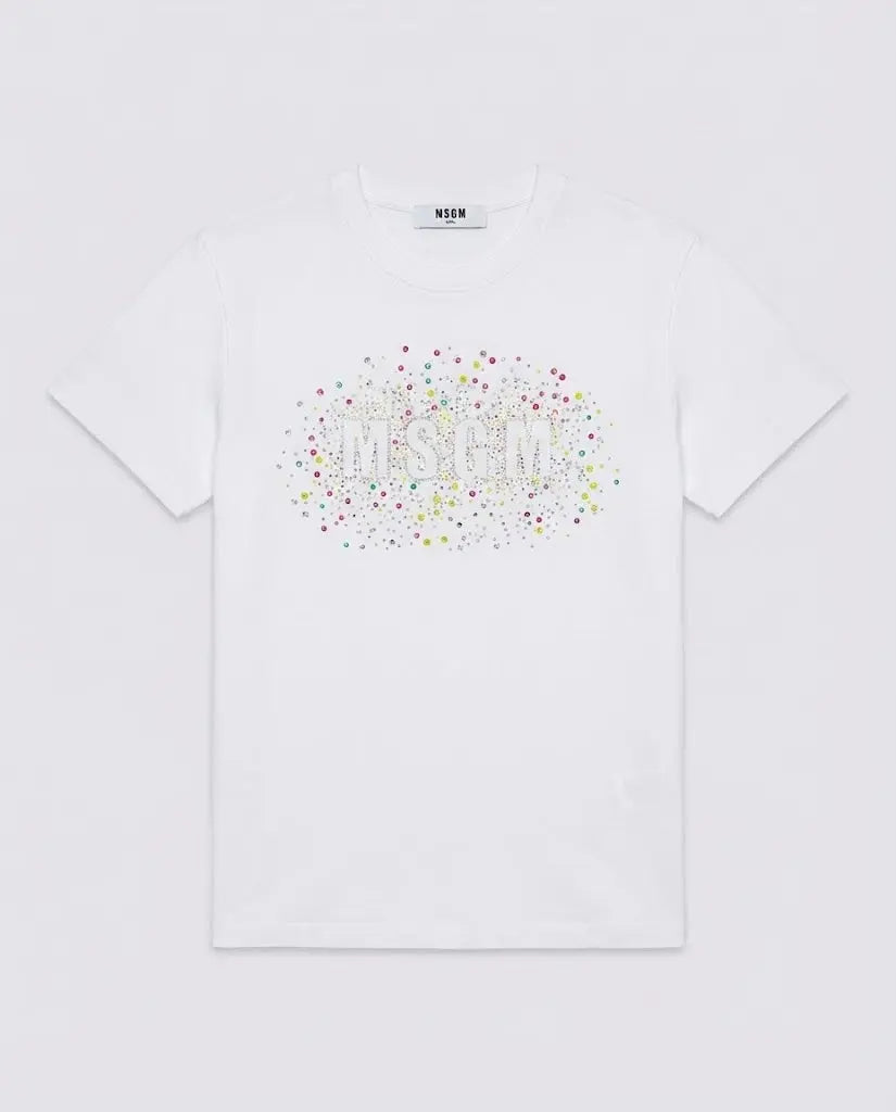 T Shirt Msgm Donna | Logo Brillanti | Bianco | Outlet MSGM