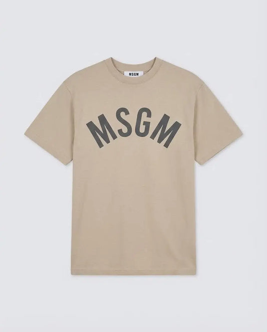 T Shirt Msgm | Modello Oversize Unisex | Logo | Beige MSGM