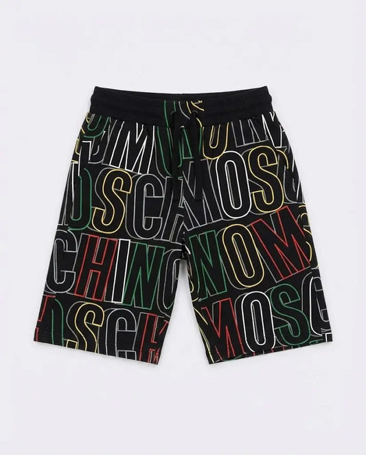 Pantaloncini Moschino Kids | Unisex | Logo All Over | Nero Moschino Kids