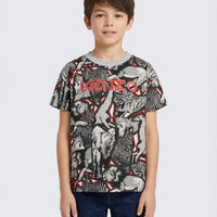 T Shirt Kenzo Bambino | Logo All Over | Grigio | Outlet Kenzo
