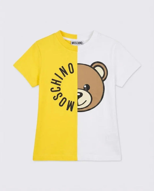 T Shirt Moschino Kids | Unisex | Logo Orsetto Toy | Giallo e Bianco Moschino Kids
