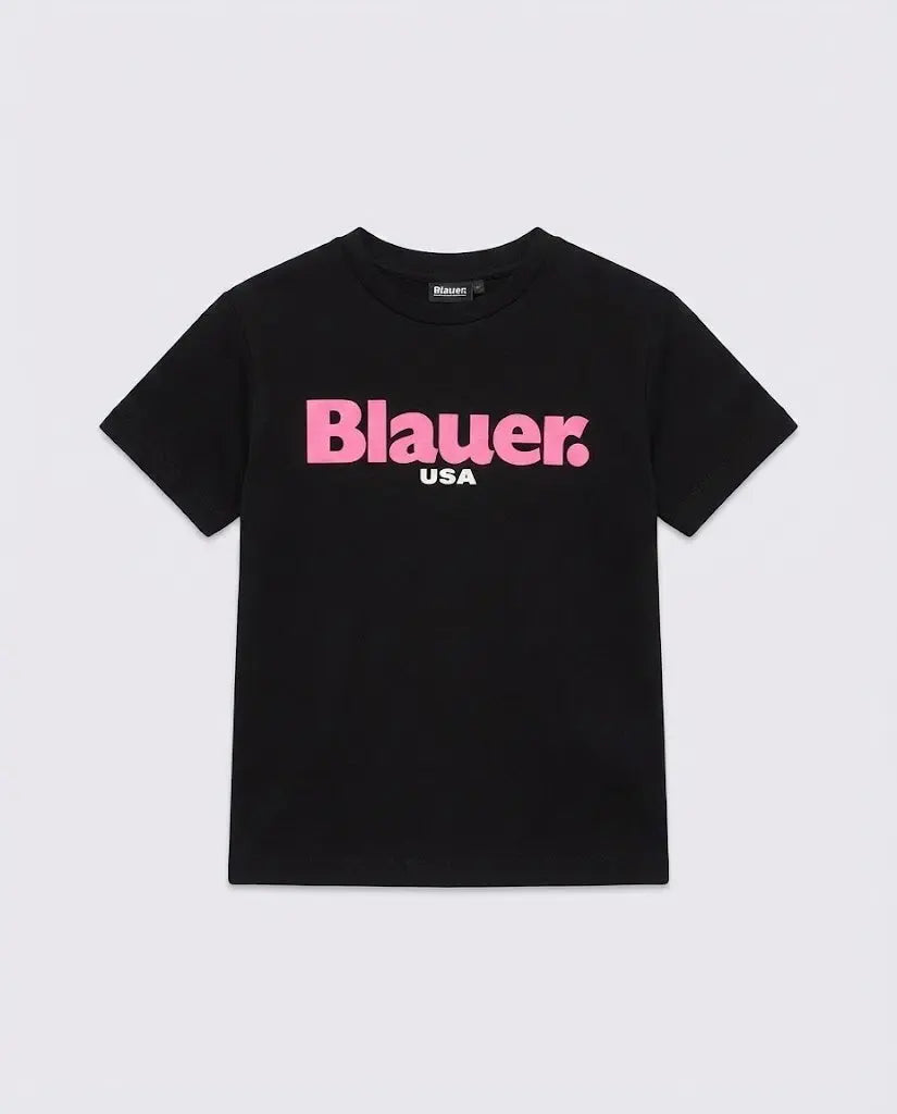 T Shirt Blauer Bambina | Logo Fucsia | Nero Blauer Bambino