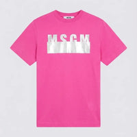 T Shirt Msgm | Modello Unisex | Logo Argento | Fucsia | Outlet MSGM