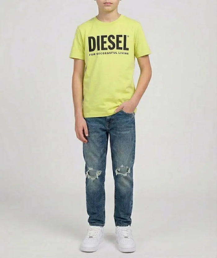 T Shirt Diesel | Giallo Fluo con Logo | Outlet Diesel