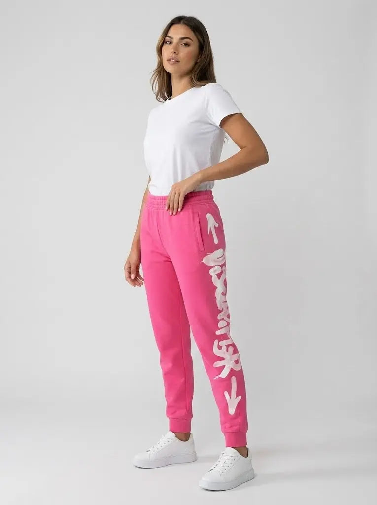 Pantaloni Disclaimer Donna | Logo Laterale | Fucsia Disclaimer
