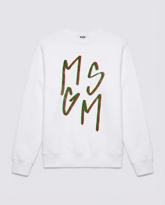 Felpa Msgm | Modello Unisex | Logo | Bianco | Outlet MSGM