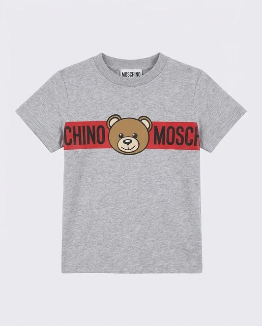 T Shirt Moschino Kids | Unisex | Banda Logo Orsetto Toy | Grigio Moschino Kids