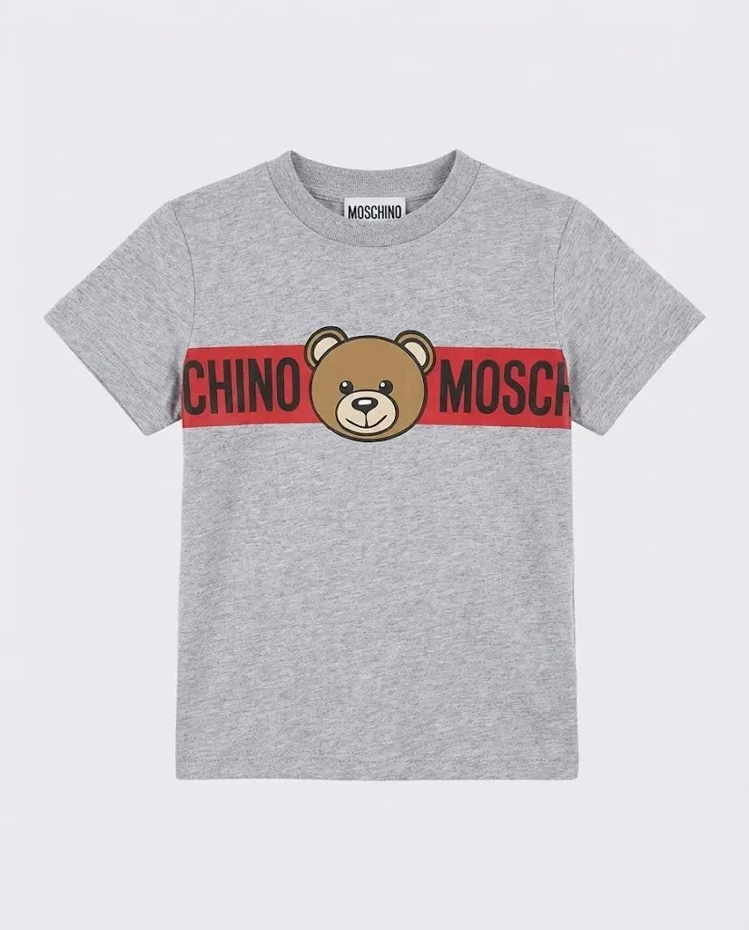 T Shirt Moschino Kids | Unisex | Banda Logo Orsetto Toy | Grigio Moschino Kids