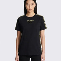 T Shirt Balmain | Banda Logo Oro | Nero Balmain