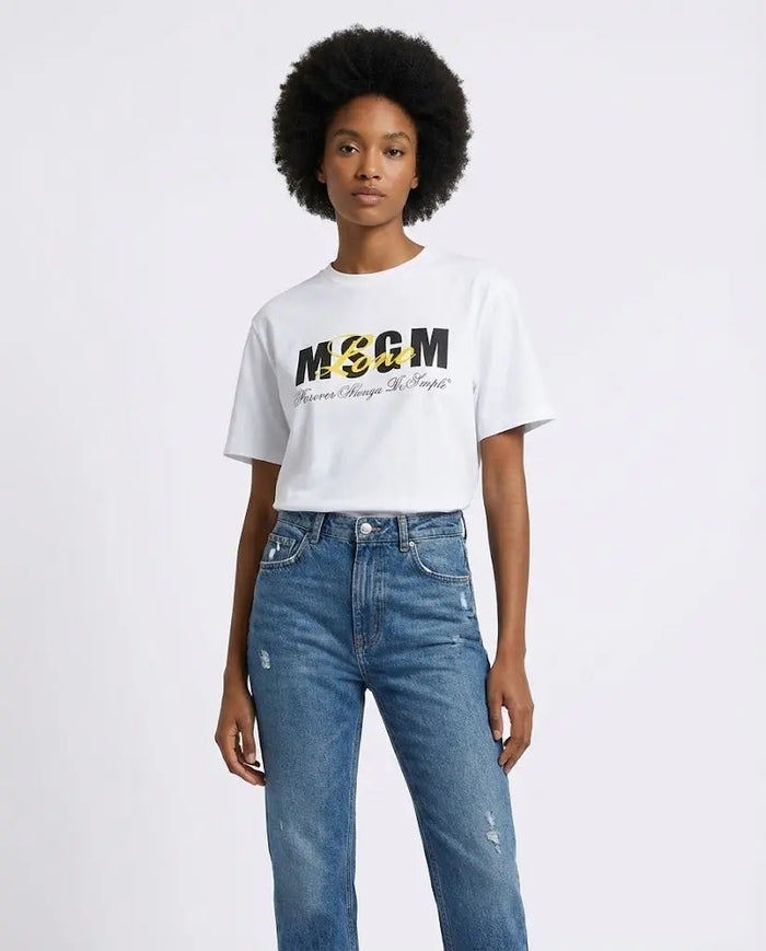 T Shirt Msgm | Modello Unisex | Logo Firma | Bianco MSGM