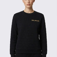 Felpa Balmain | Logo All Over Oro | Nero Balmain