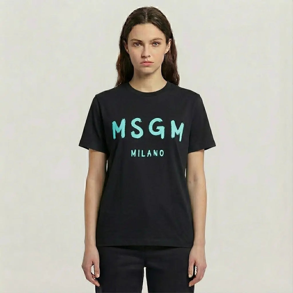 T Shirt Msgm | Modello Unisex | Logo Tiffany | Nero | Outlet MSGM