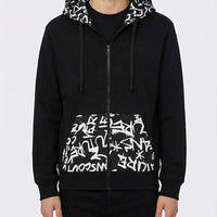 Felpa Versace Jeans Couture Uomo |  Zip e Cappuccio | Nero Versace Jeans