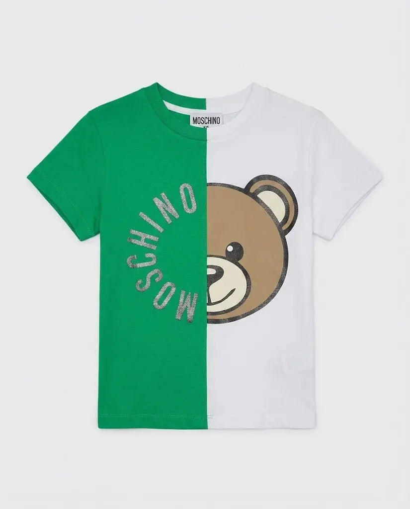 T Shirt Moschino Kids | Unisex | Logo Orsetto Toy | Verde e Bianco Moschino Kids