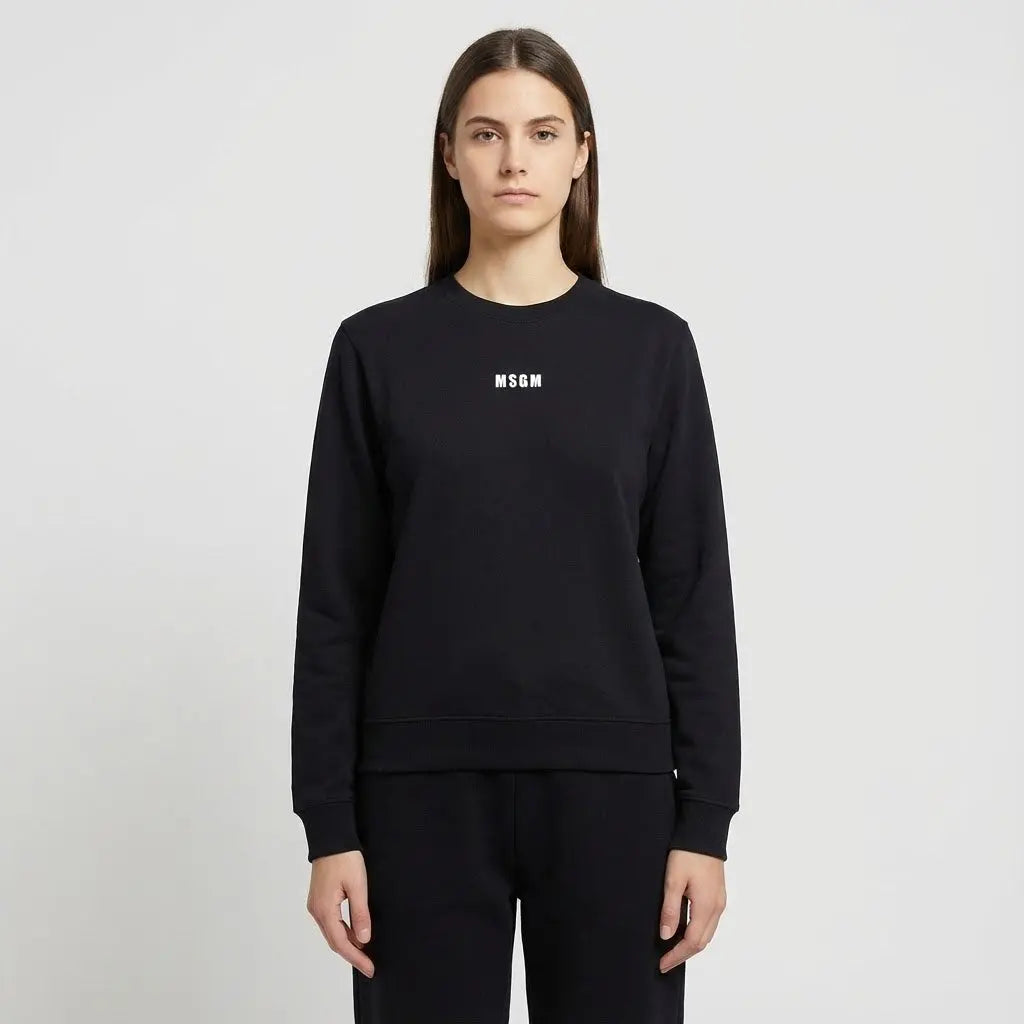 Felpa Msgm | Modello Unisex | Mini Logo | Nero | Outlet MSGM