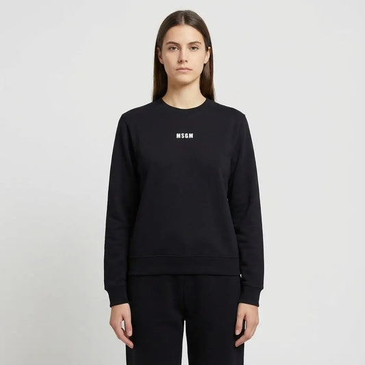 Felpa Msgm | Modello Unisex | Mini Logo | Nero | Outlet MSGM
