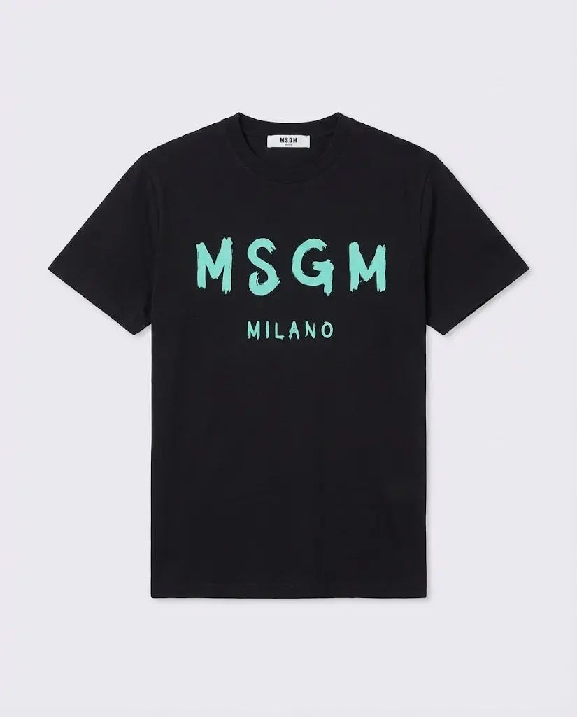 T Shirt Msgm | Modello Unisex | Logo Tiffany | Nero | Outlet MSGM