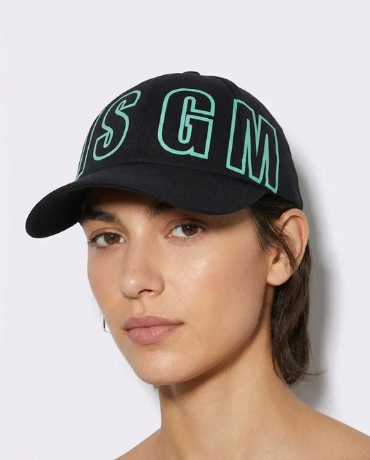 Cappello Msgm con Maxi Logo Tiffany | Colore Nero | Accessori Outlet MSGM