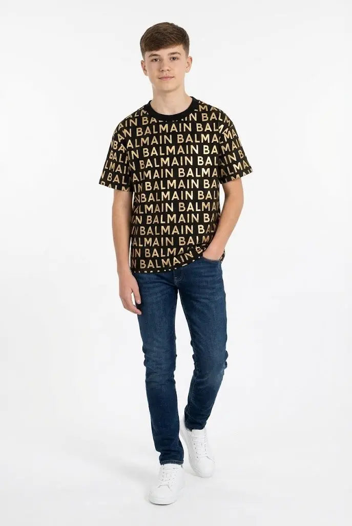 T Shirt Balmain | Logo Oro | Oversize | Nero Balmain