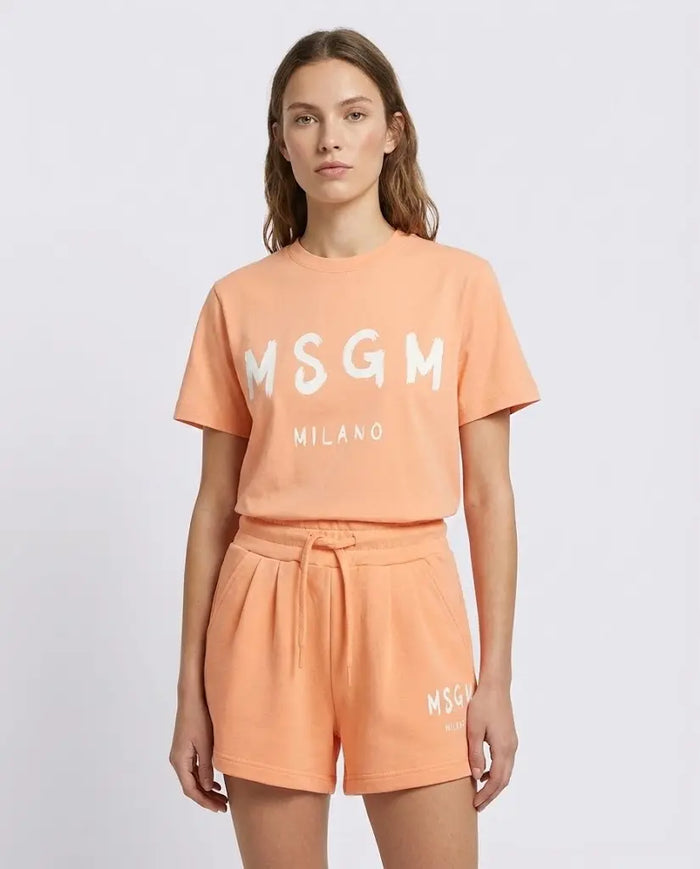 Pantaloncini Msgm Donna | Modello Shorts Con Logo | Arancio MSGM