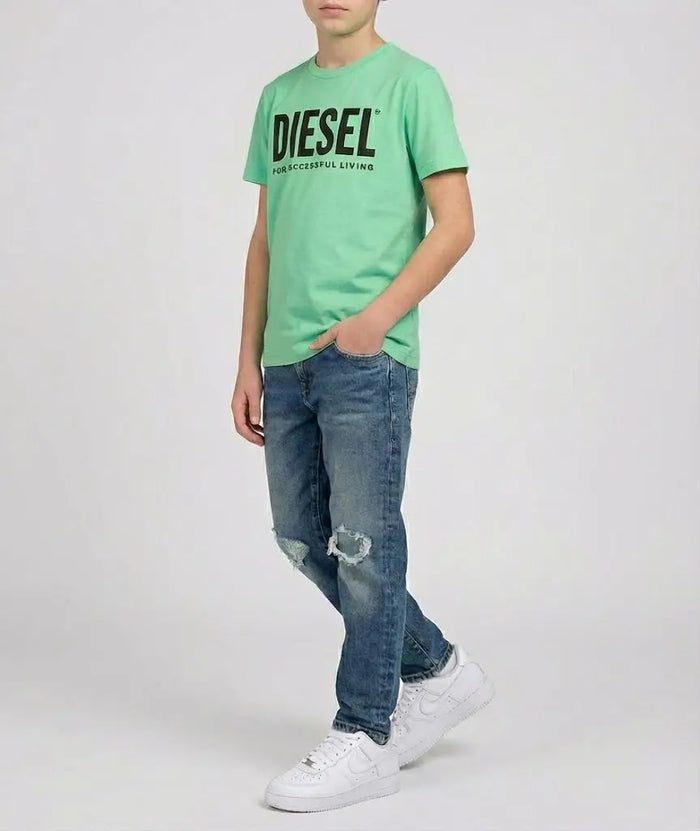 T Shirt Diesel | Verde Fluo con Logo | Outlet Diesel