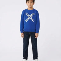 Felpa Kenzo Bambino | Logo Frontale | Blu Elettrico | Outlet Kenzo