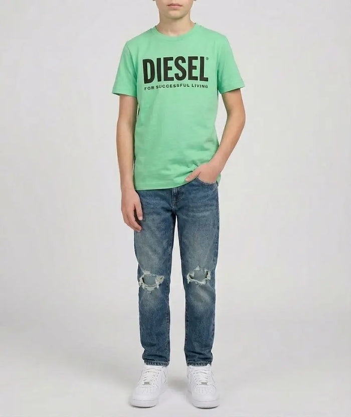 T Shirt Diesel | Verde Fluo con Logo | Outlet Diesel