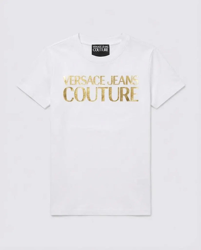 T Shirt Versace Jeans Couture Donna | Logo Oro | Bianco Versace Jeans