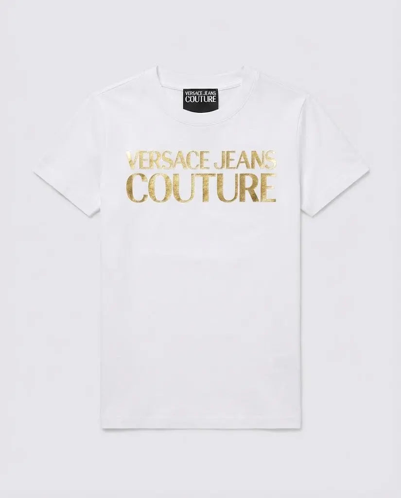T Shirt Versace Jeans Couture Donna | Logo Oro | Bianco Versace Jeans